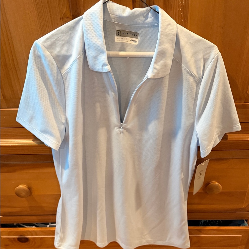PGA Tour Light Blue Short Sleeve Polo